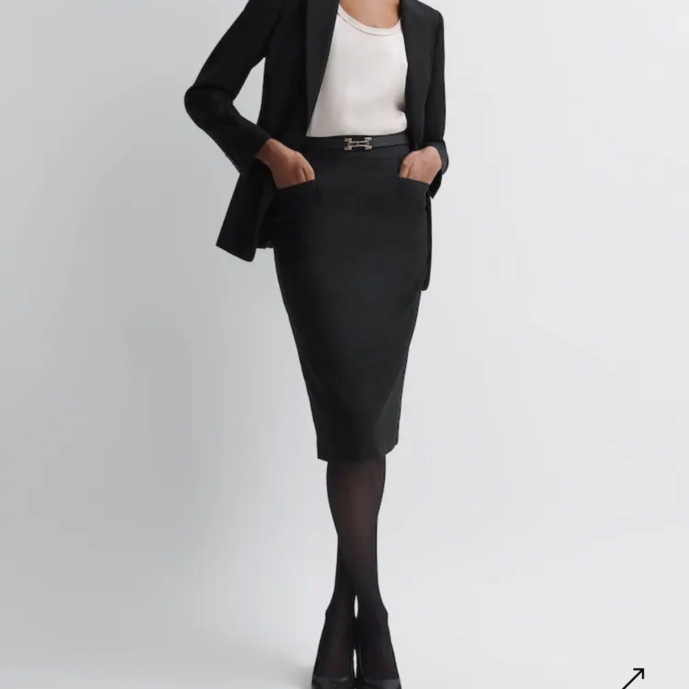 REISS New Tailored Pencil Skirt in Black size 14